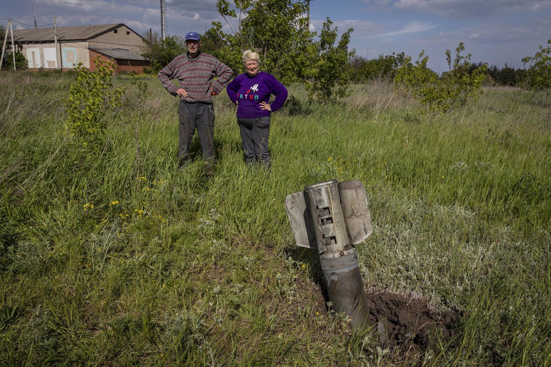 Cohete ruso sin explotar en Donetsk